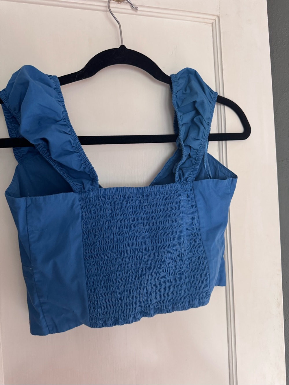 Abercrombie & Fitch Blue Cap Puff Sleeve Poplin Crop Top Size M - Picture 6 of 7